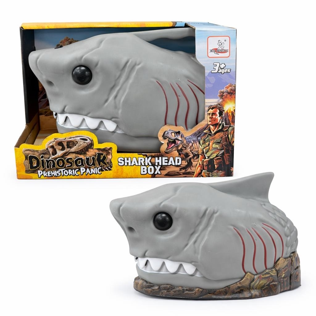 Cutie de depozitare rechin preistoric gri, model Shark Head Box, 27 cm 2