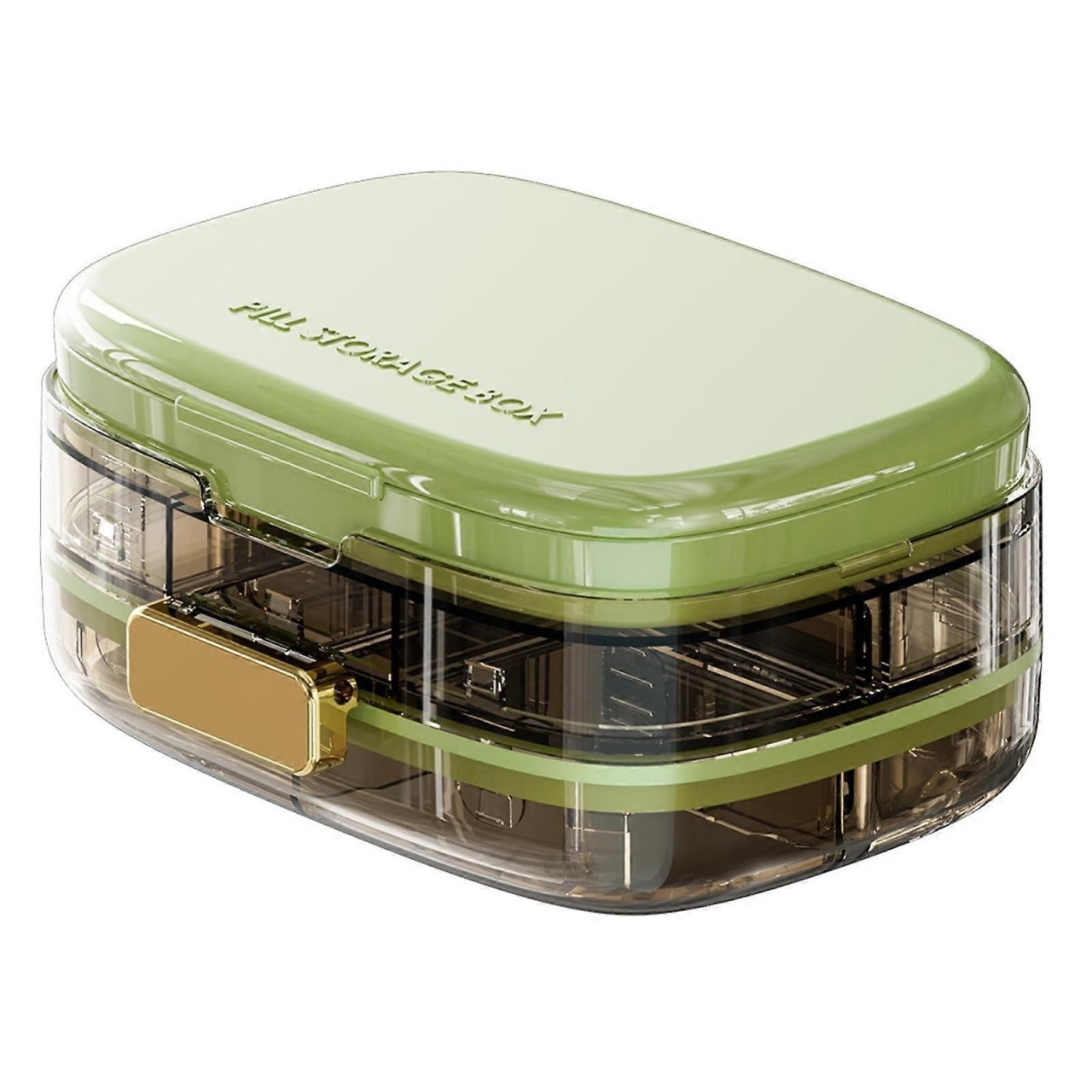 Cutie organizator medicamente cu 8 compartimente si inchidere etansa, verde