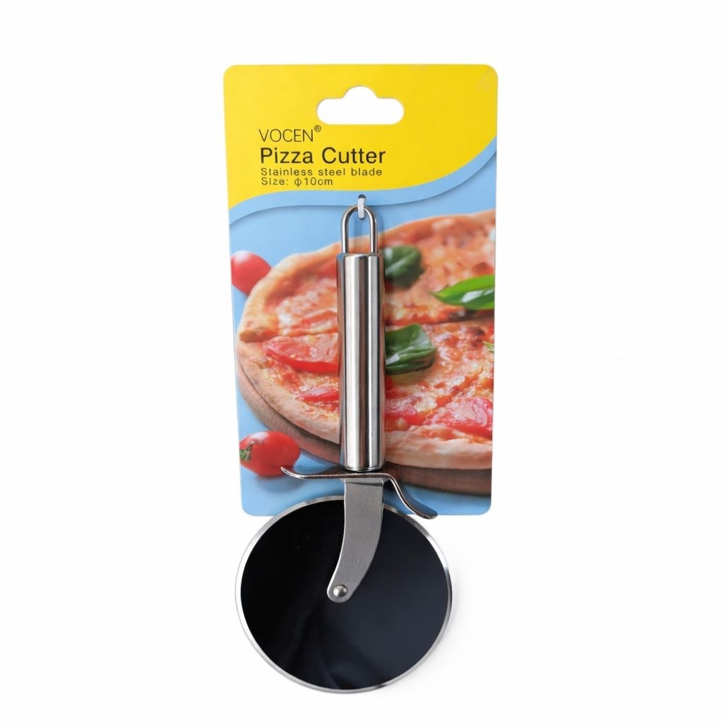 Cutit rotativ pentru pizza inox, rola taiat pizza cu lama 10 cm si maner metalic