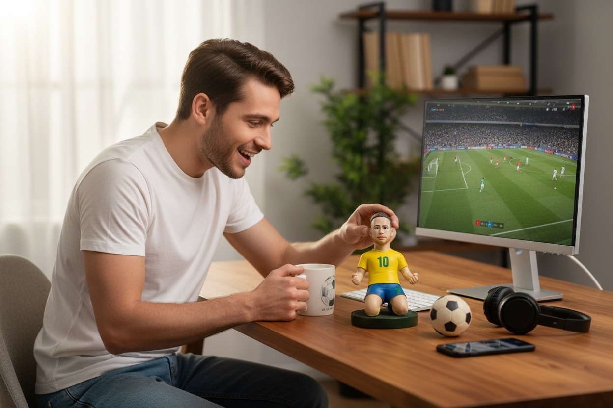Figurina Ceramica Fotbalist , 13 cm, Model Colectie, Detalii Realiste 3