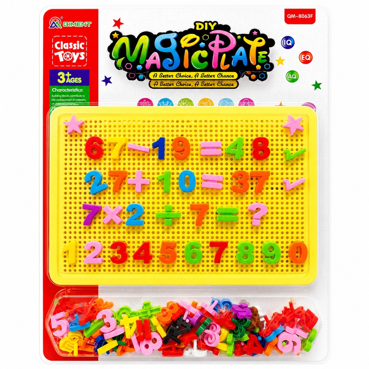 Joc Educativ pentru Copii cu Cifre și Tablă cu Pioni Galbenă – Set Interactiv de Matematică