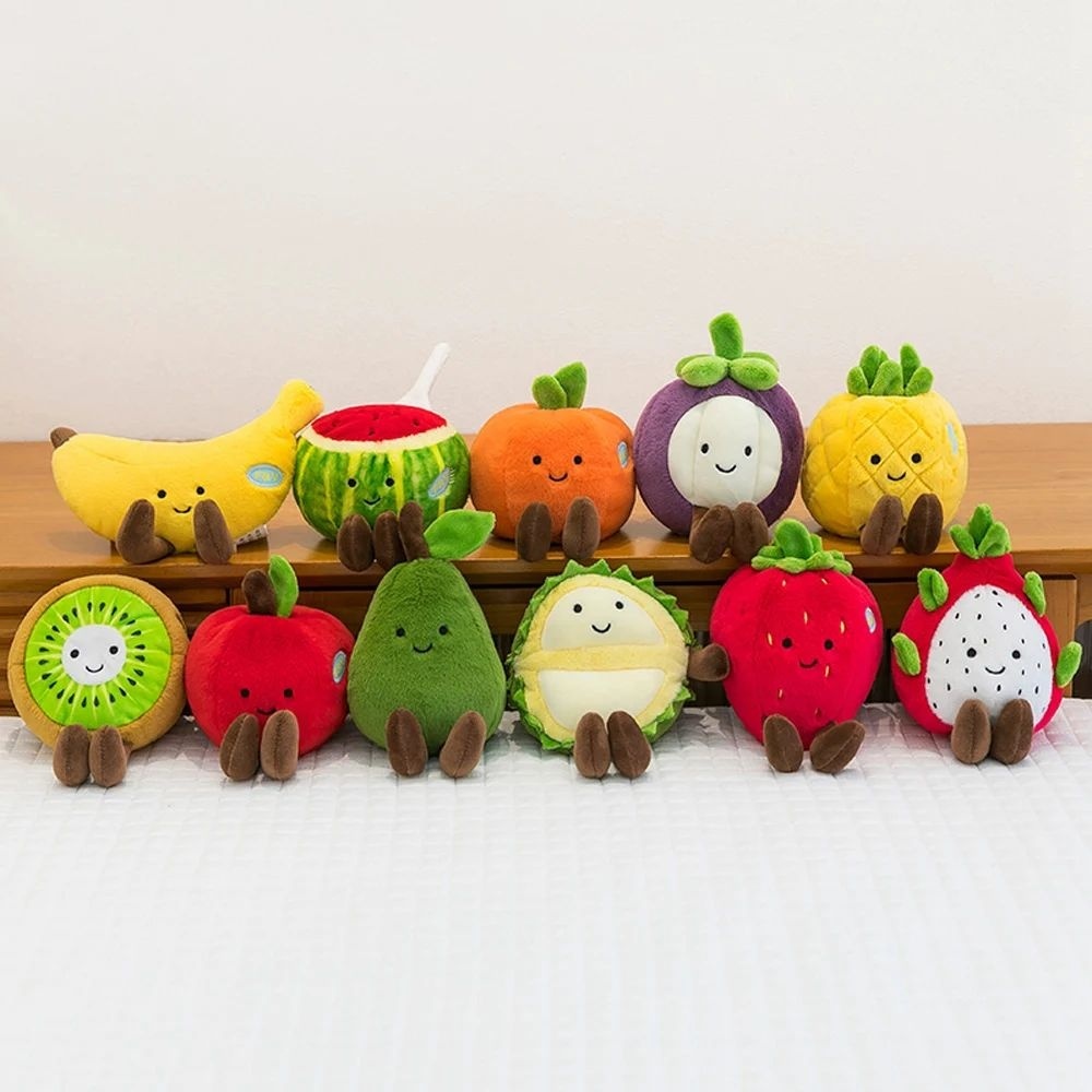 Jucarie plus ananas pufos cu fata zambitoare, model simpatic, 16 cm 2