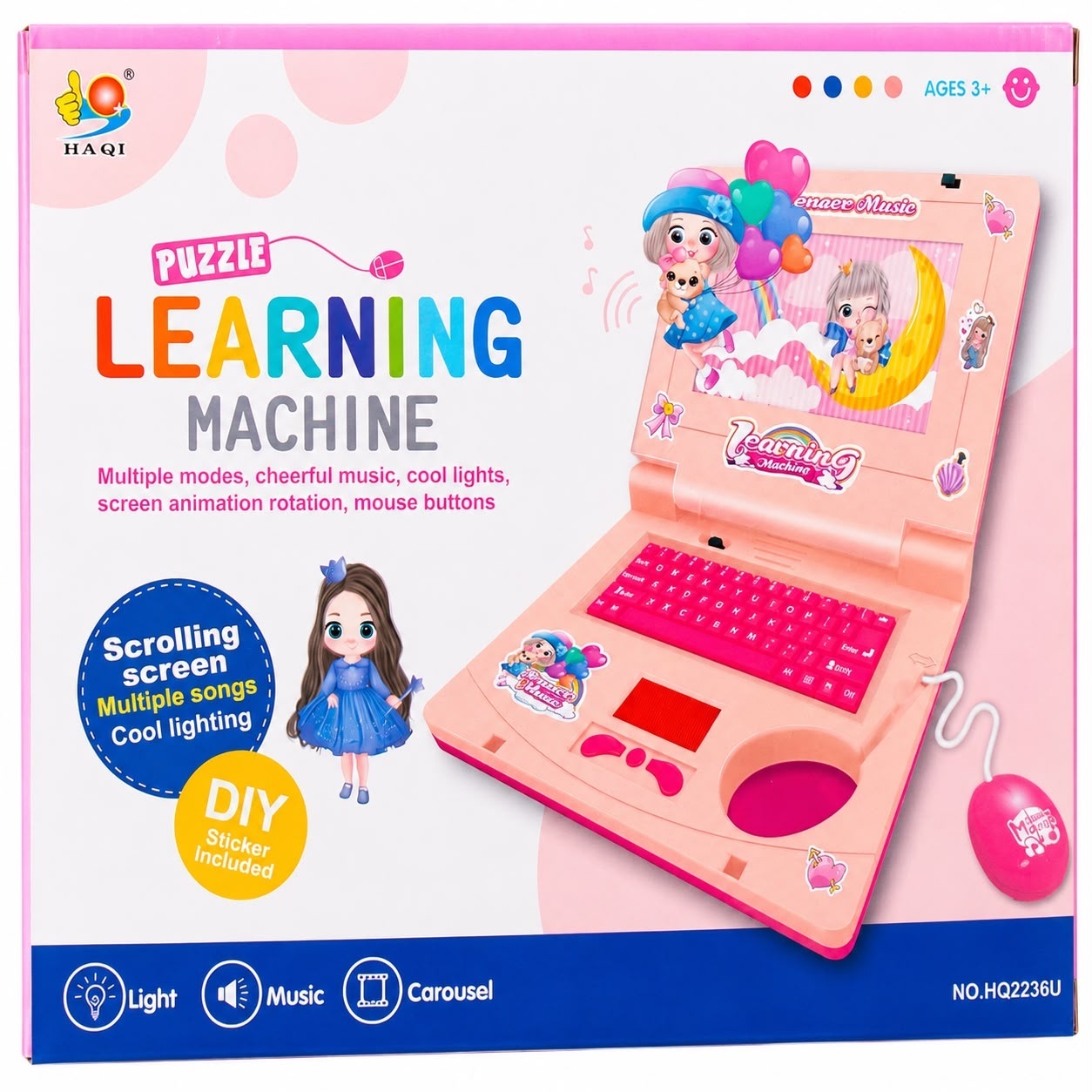 Laptop Educațional Interactiv pentru Copii 3+ – Muzică, Lumini, Mouse și Stickere DIY 2