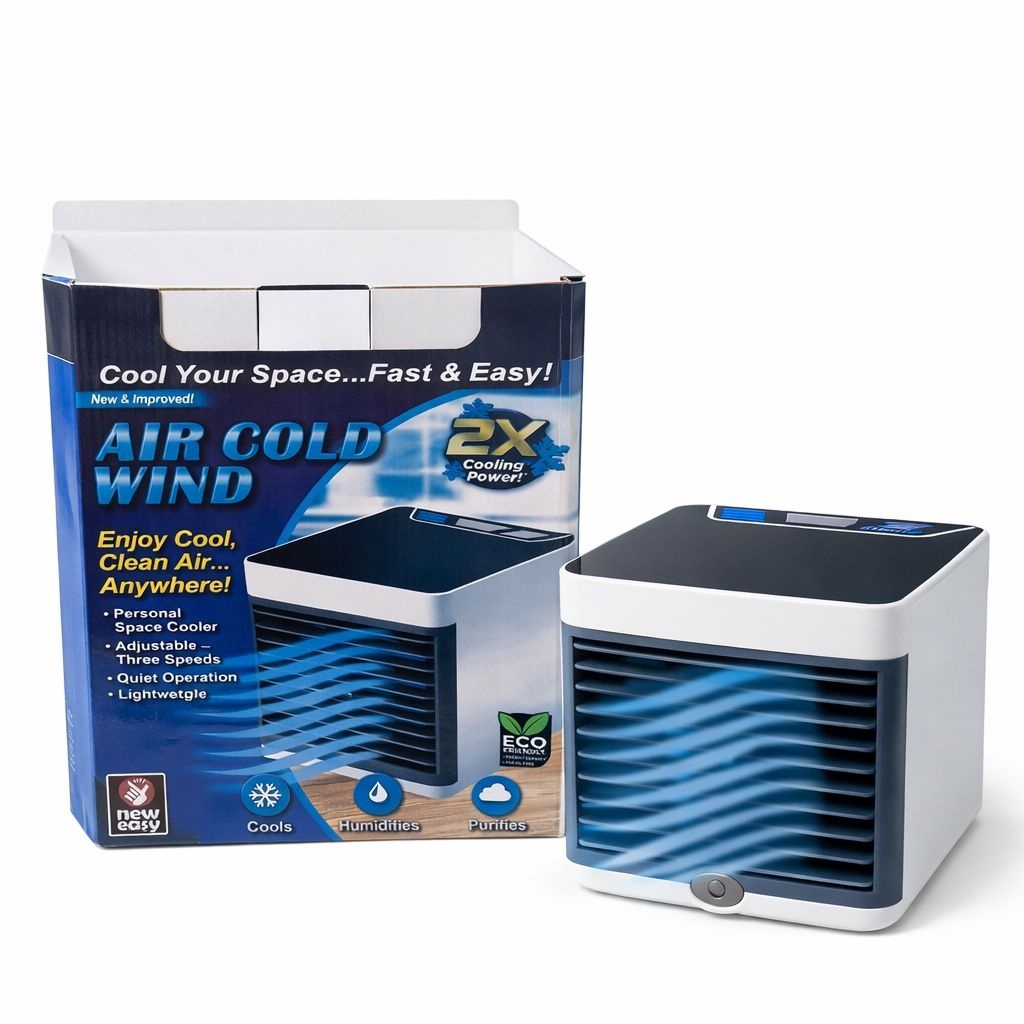 Mini aparat de răcire aer portabil Air Cold Wind, răcitor personal cu umidificare USB, alb
