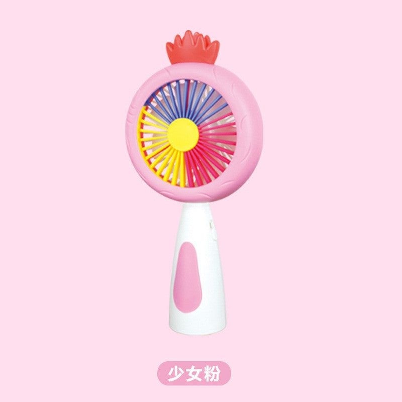 Mini ventilator portabil pentru copii, reincarcabil USB, 3 viteze, model ananas, roz