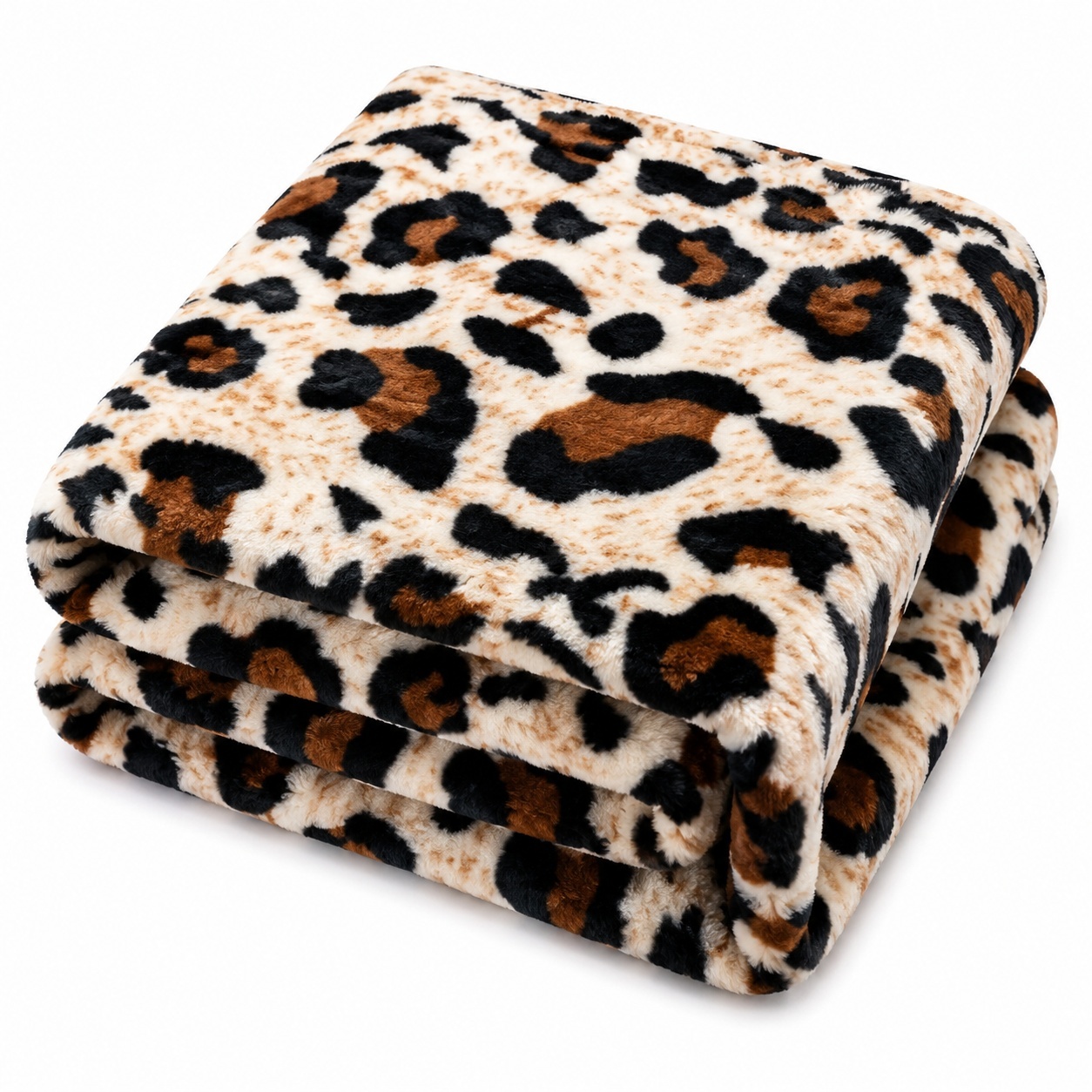 Patura Cocolino Pufoasa Animal Print Leopard, Crem/Maro/Negru, 200x220 cm