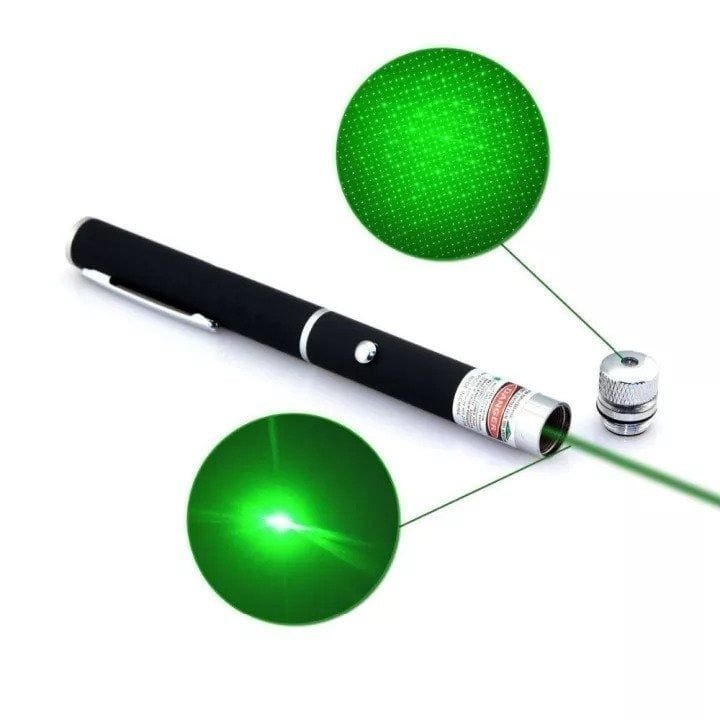 Pointer laser verde cu 5 capete interschimbabile, baterii AAA incluse 5