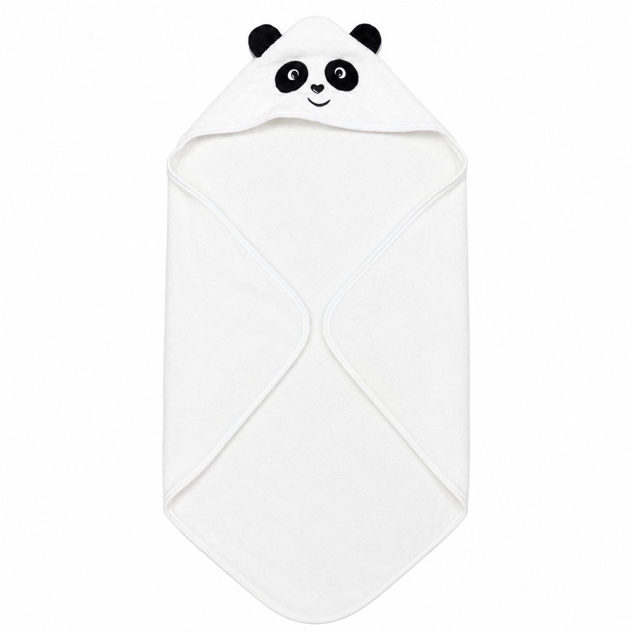 Prosop cu Glugă pentru Copii și Bebeluși Alb – Model Panda, Moale și Absorbant