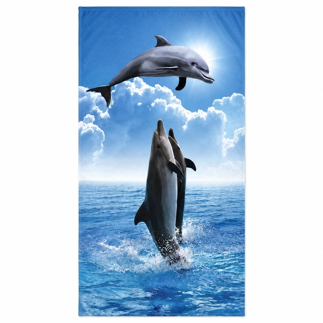 Prosop de Plajă cu Delfini și Peisaj Marin 70x140 cm – Microfibră Premium cu Uscare Rapidă 2