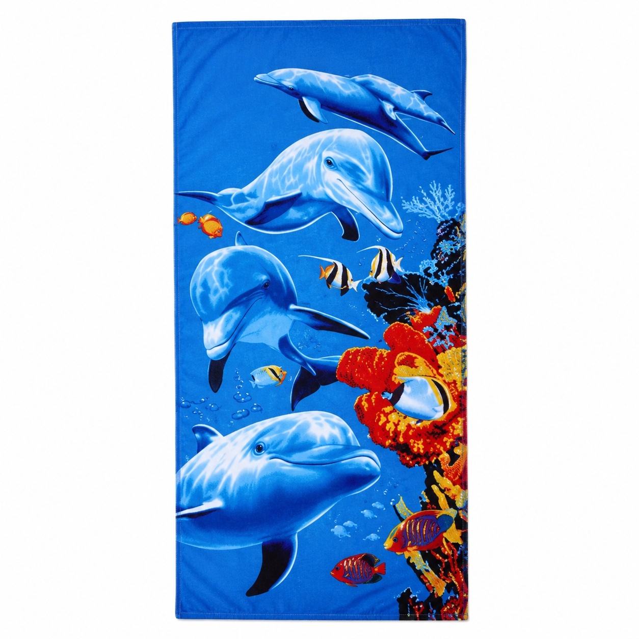 Prosop de Plajă cu Delfini și Recif 90x170 cm – Microfibră cu Design Marin 3