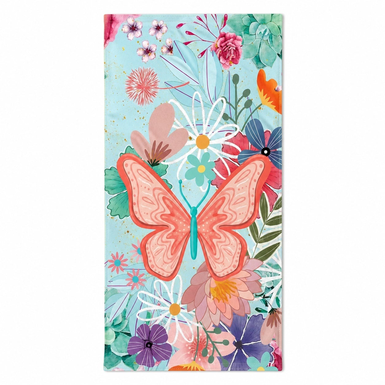 Prosop de Plajă cu Fluturi și Flori Colorate 70x140 cm – Microfibră cu Design Floral 2