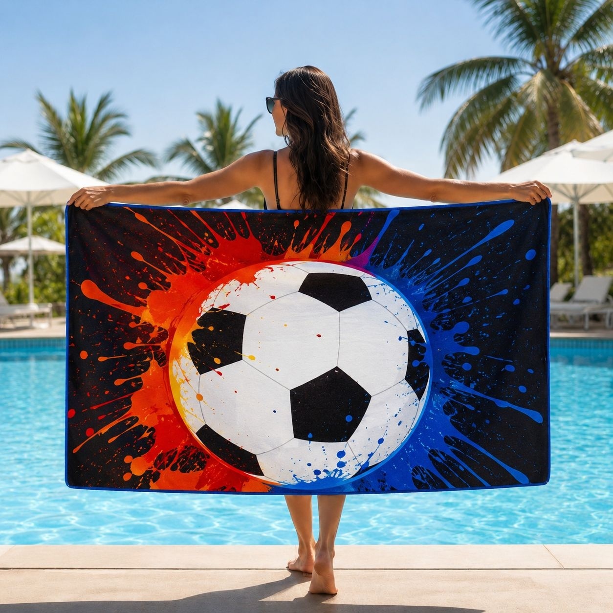 Prosop de Plajă cu Minge de Fotbal 88x180 cm – Design Sportiv Modern 2