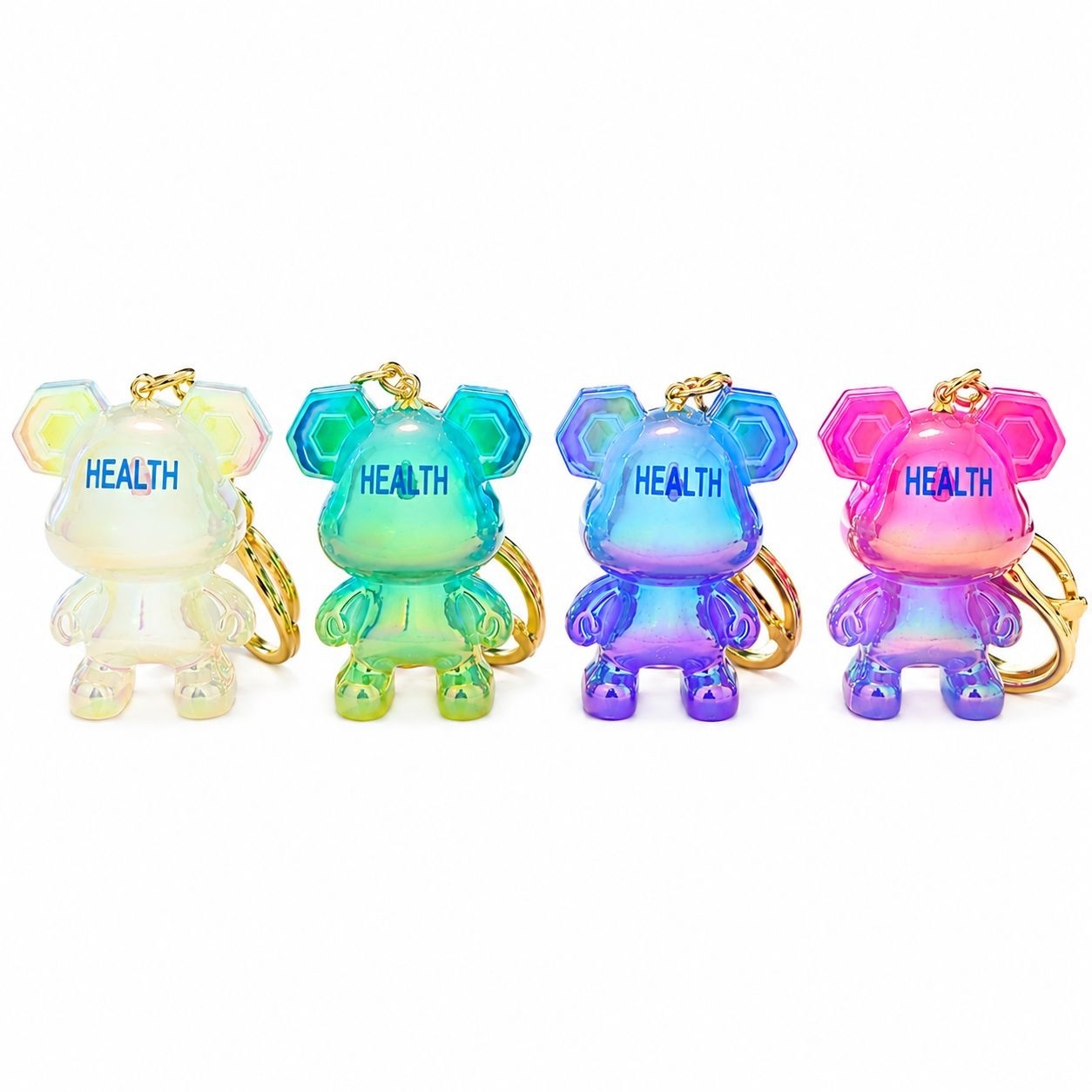 Set 12 Brelocuri Ursuleț 5,5 cm – Mix Culori Iridescente, Accesorii pentru Chei și Ghiozdan
