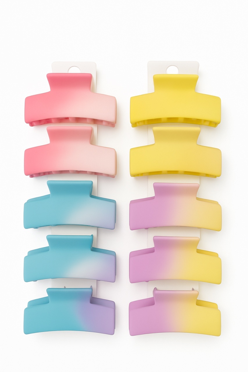 Set 12 Cleme Par 9cm Pastel Ombre , Accesorii Colorate si Rezistente pentru Coafuri 2