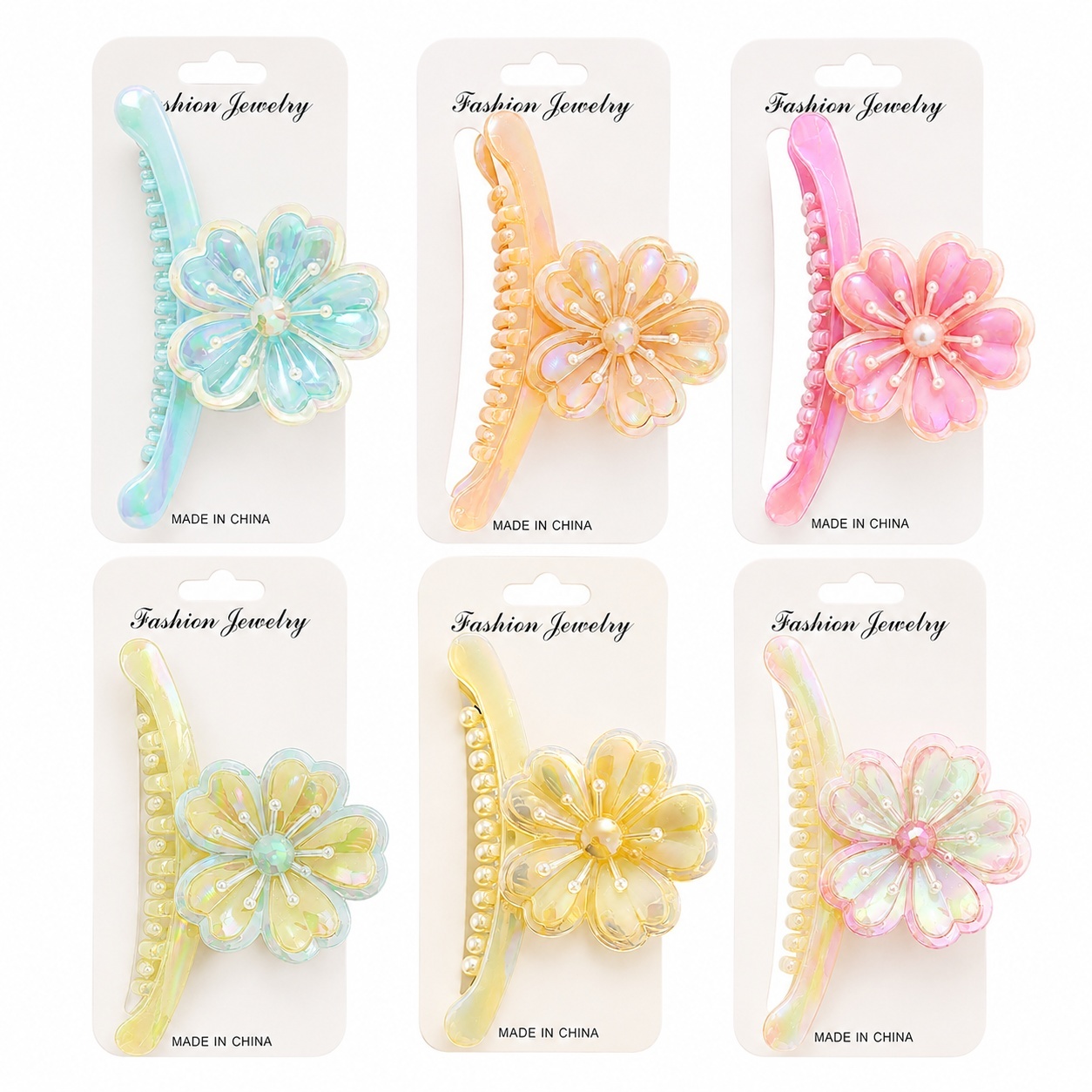 Set 12 Clești de Păr, model Floare 10 cm – Clame Elegante Colorate 3
