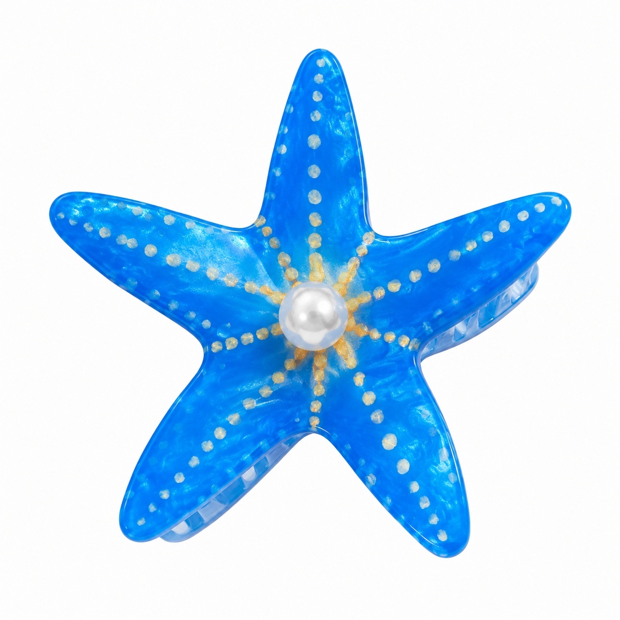 Set 12 Clești de Păr Model Stea de Mare 8x7 cm – Clame de Păr Oceanice cu Perlă Decorativă 2