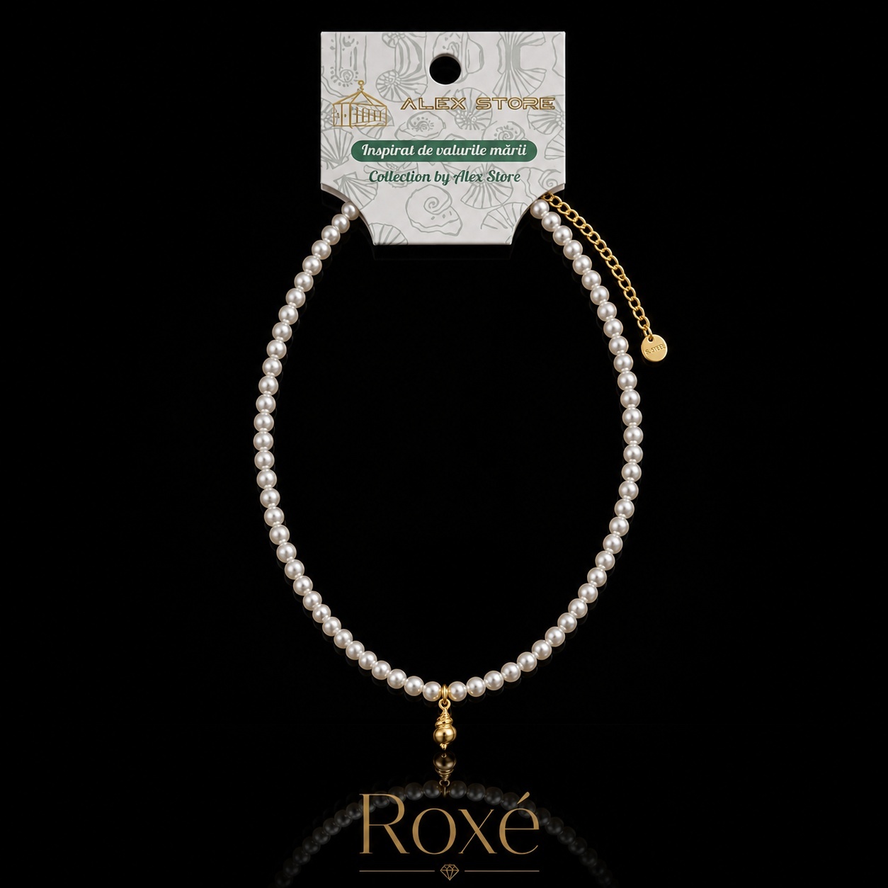Set 12 Coliere Roxe, 40cm, Reglabile cu Margele Tip Perle si Pandantiv Melcisor 2