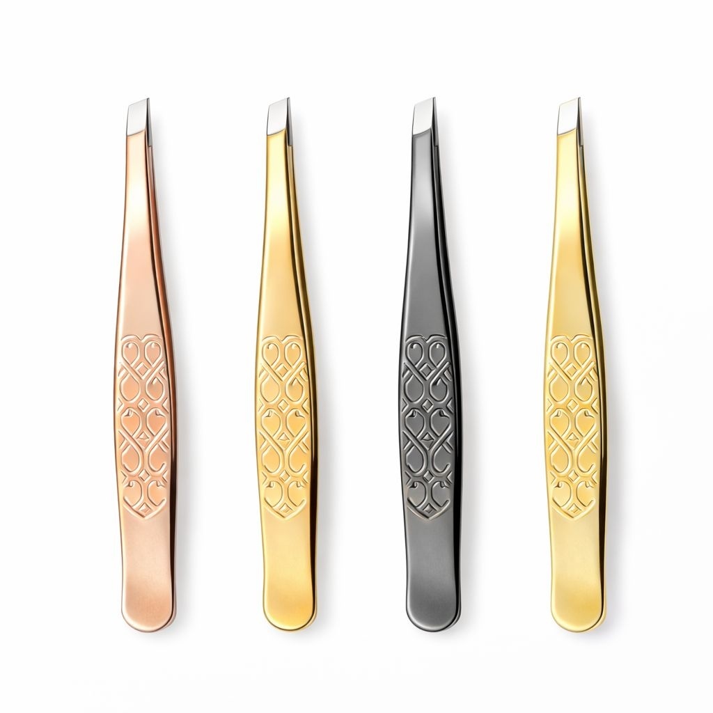 Set 12 pensete cosmetice profesionale pentru sprancene, metalice, culori variate 2