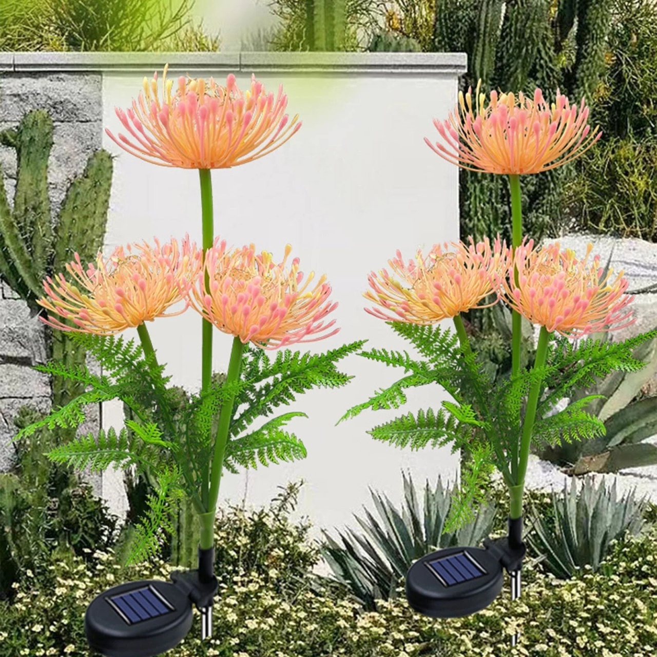 Set 2 Lampi Solare Decorative cu Flori Artificiale, IP65, Rezistente la Intemperii, Multicolore 3