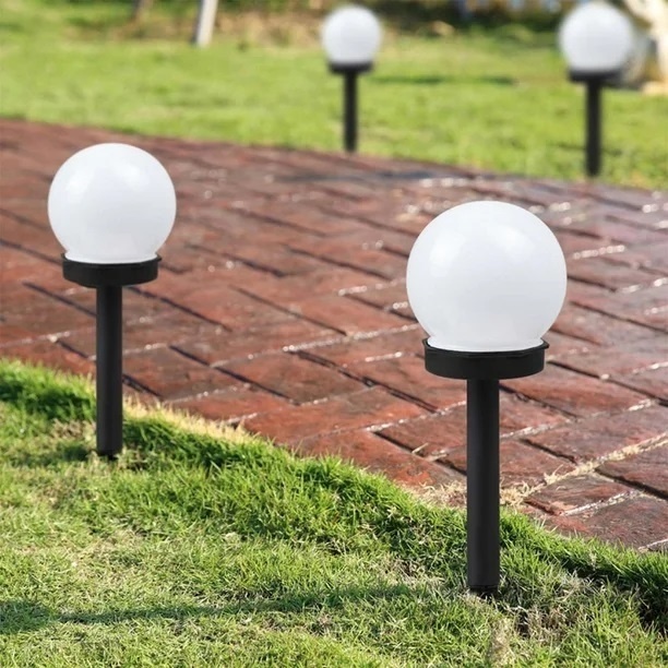 Set 2 Lampi Solare Gradina Glob LED Lumina Calda cu Tarus pentru Alei Curte Exterior