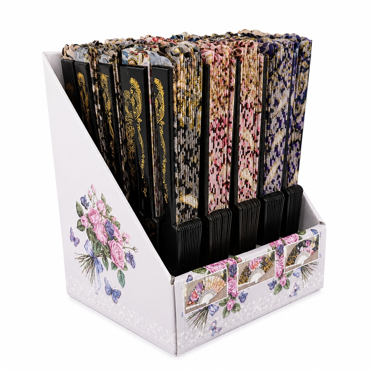 Set 24 Evantaie Pliabile Leopard cu Detalii Aurii, 24 cm, Diverse Culori Elegante 2