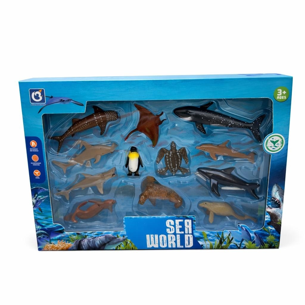 Set figurine animale marine 12 piese, jucarii educative copii, colectie Sea World