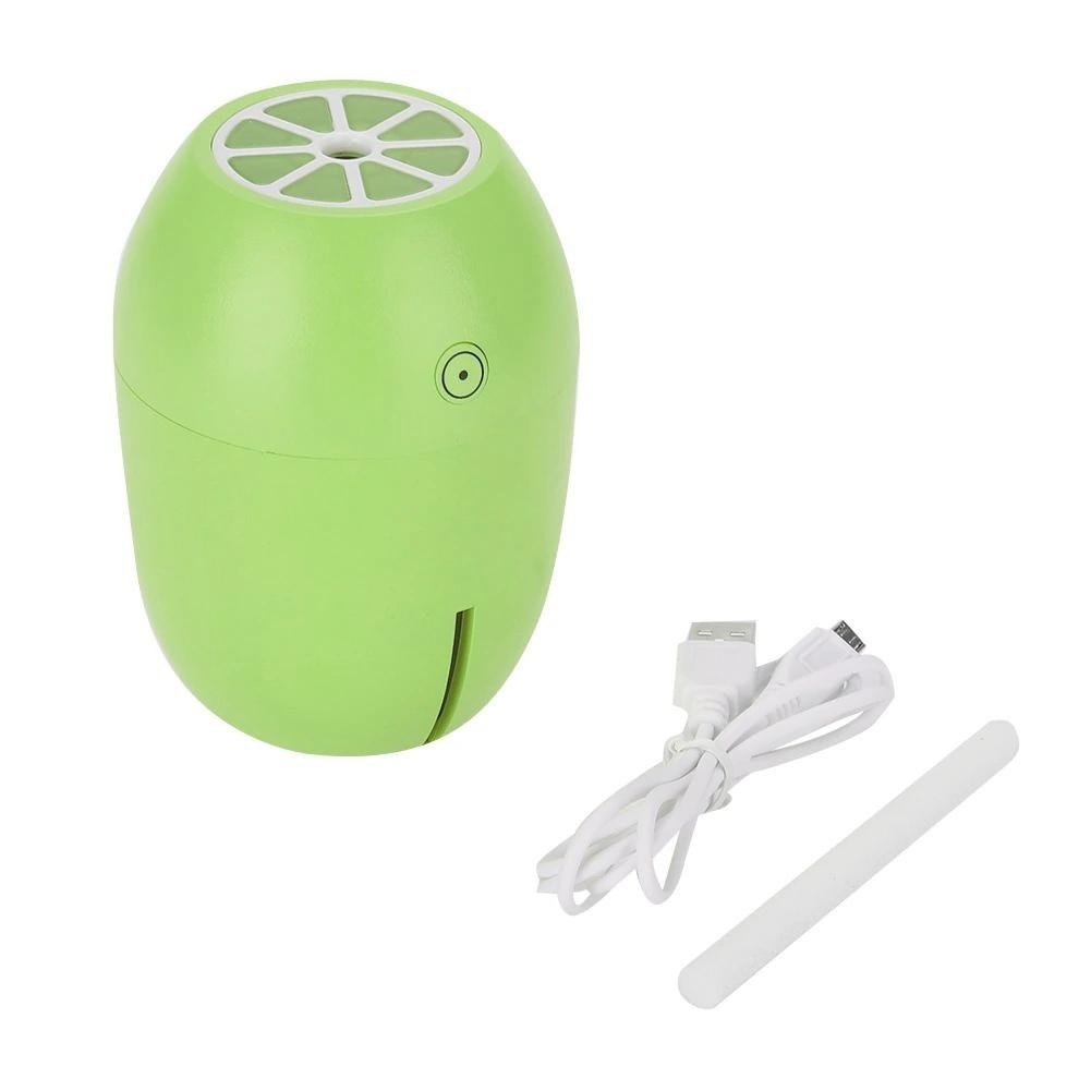 Umidificator aer portabil mini cu LED, aromaterapie, USB, design lamaie, verde 3