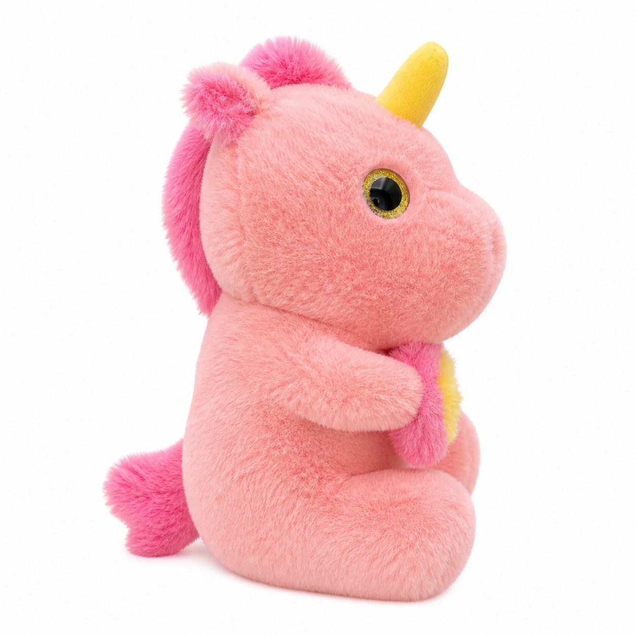 Unicorn de plus 25cm roz cu curcubeu, jucarie moale copii 2