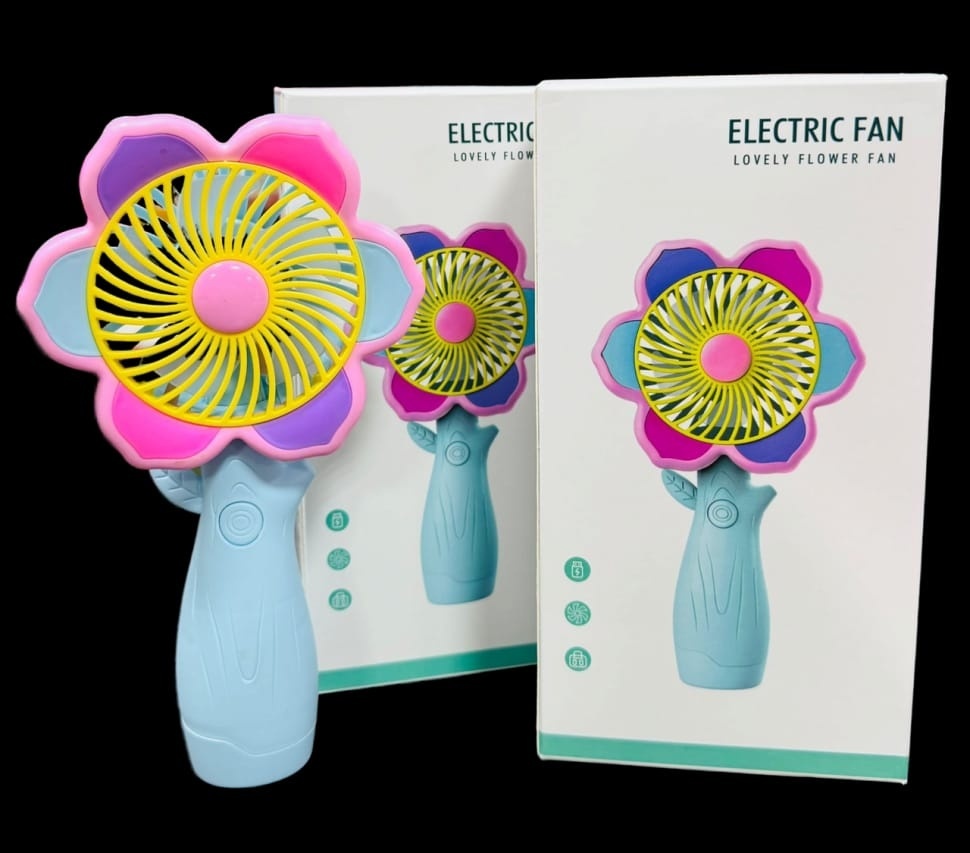 Ventilator portabil copii floare, reincarcabil USB, 3 viteze, design colorat 2