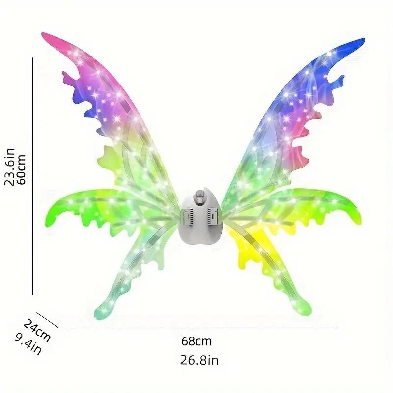 Aripi zana cu LED pentru copii, 68 cm lumini multicolore costum carnaval