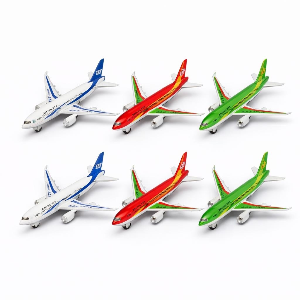 Avion jucarie metalic cu sunete si lumini model pasager diverse culori 18.5 cm