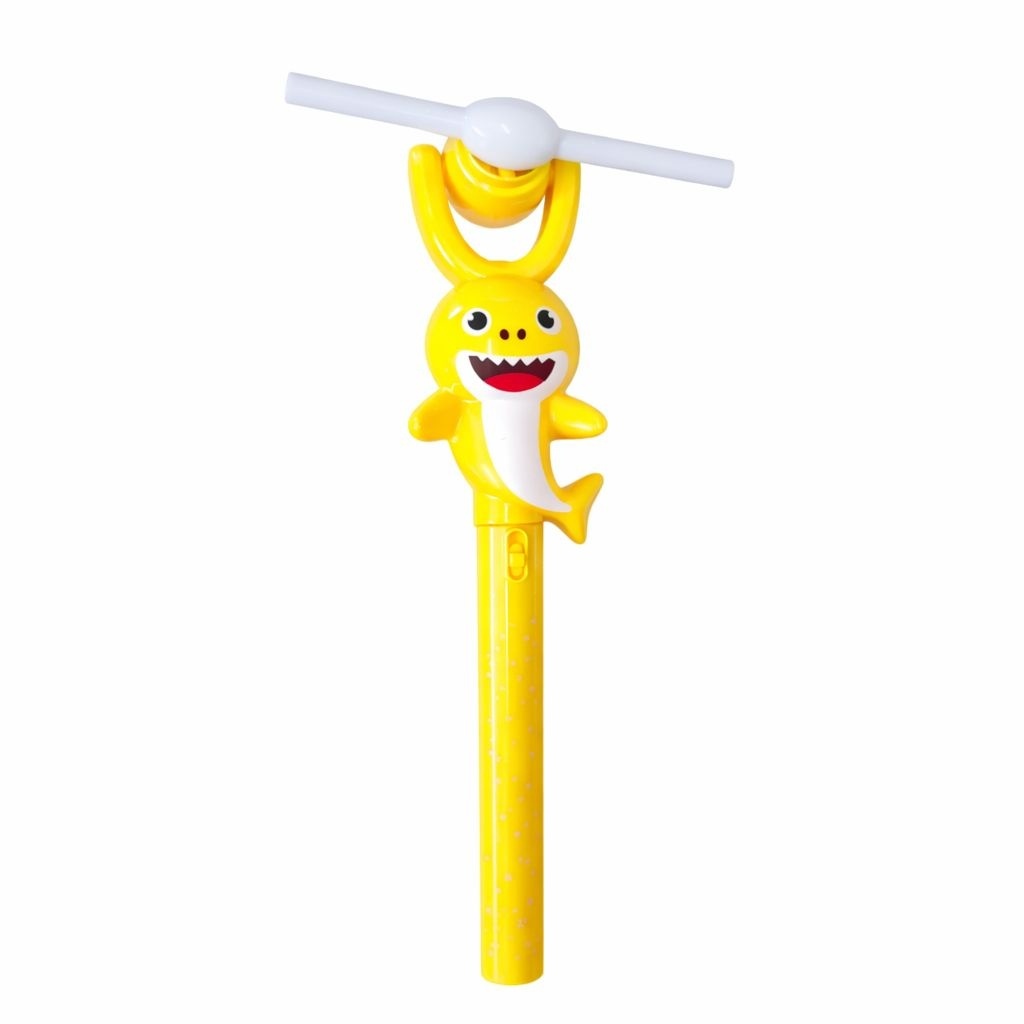 Baghetă magică cu elice rotativă și lumini, model rechin, jucărie interactivă pentru copii, Galbenă, 35 cm 2