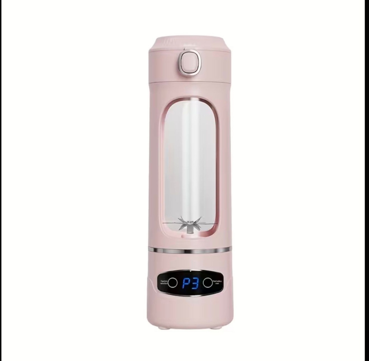 Blender portabil USB pentru smoothie 600ml, 12 lame inox, afisaj digital, roz