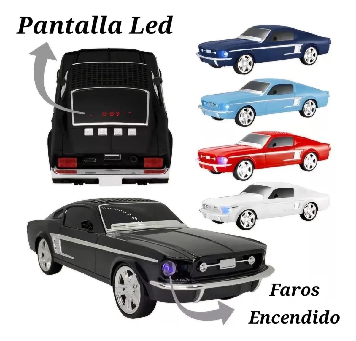 Boxa portabila Bluetooth in forma de masina clasica albastru inchis cu radio FM USB SD AUX 3