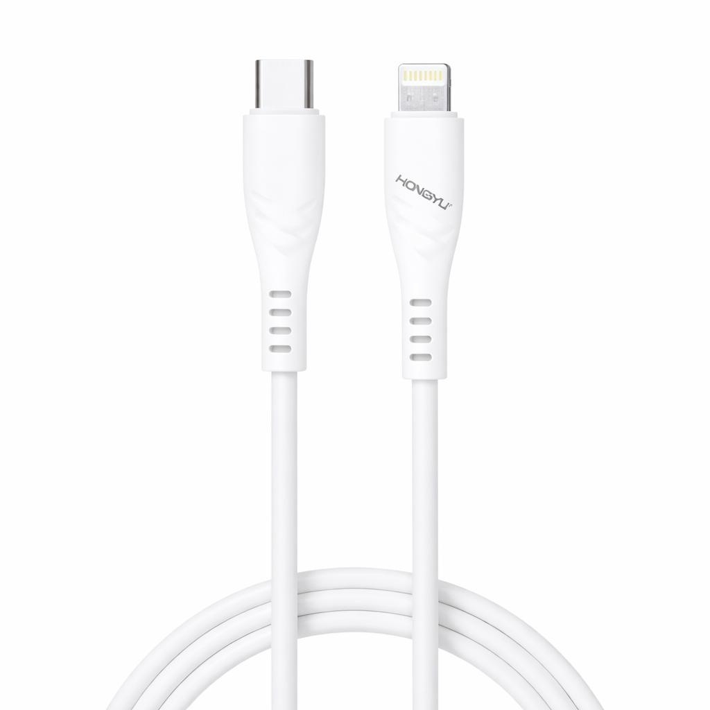 Cablu de incarcare si date USB-C Lightning Hongyu HY-SJX40, 66W, 1m, fast charge, alb