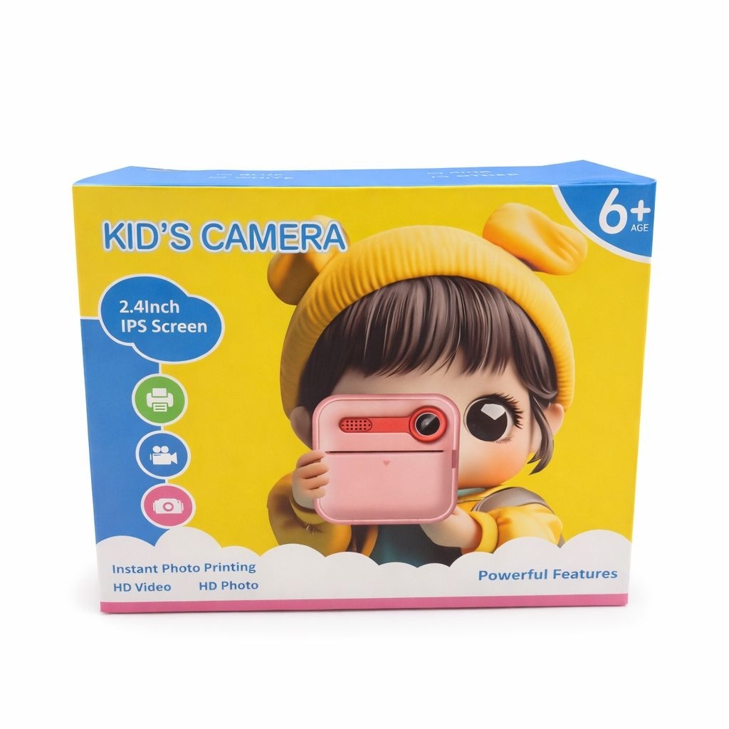 Camera Foto pentru Copii Happy Day, Roz, instant print, Educationala si Distractiva