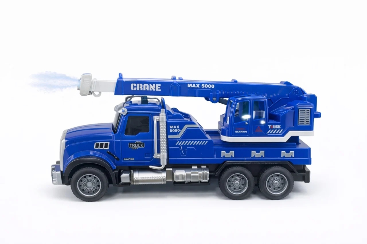Camion cu betoniera si functie spray, lumini si sunet, albastra, jucarie copii, 24 x 13 cm