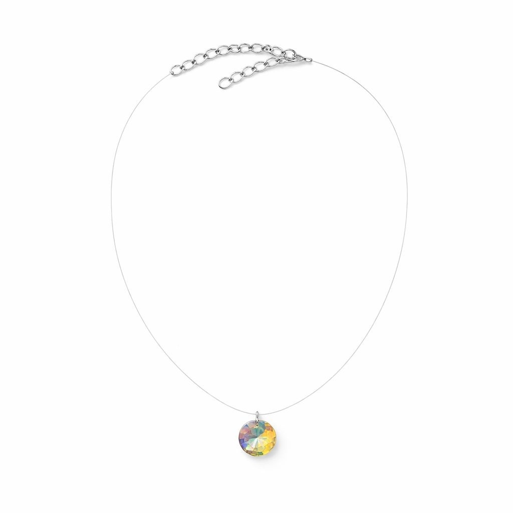 Colier Roxe cu pandantiv cristal iridescent rotund, 40 cm, reglabil – bijuterie elegantă damă