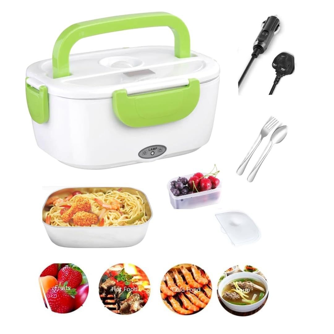 Cutie electrică pentru prânz 40W, lunch box încălzire mâncare, alb cu verde 2