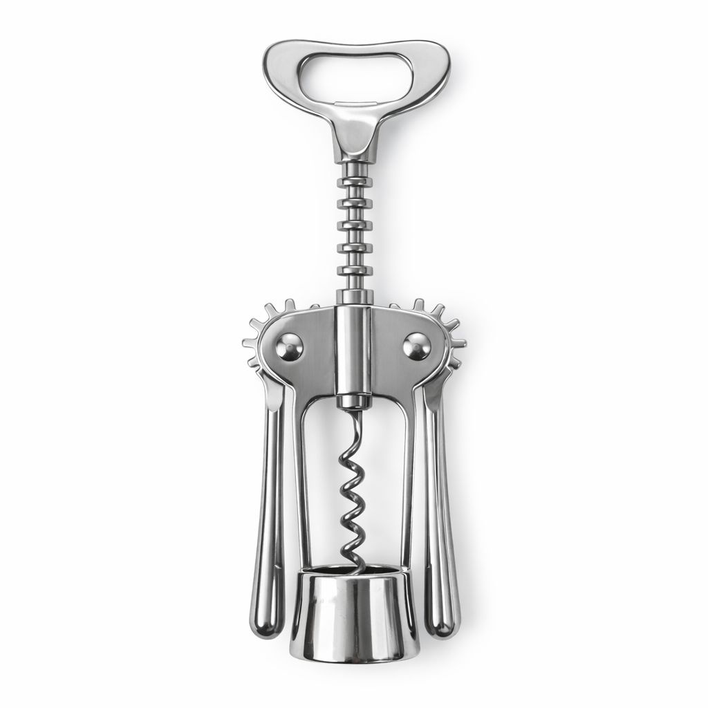 Desfacator manual pentru vin inox, tirbuson cu aripi si deschizator sticle