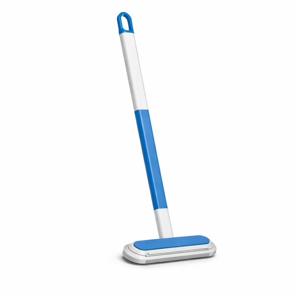 Dispozitiv multifunctional de curatat geamuri, telescopic, plastic, albastru cu alb