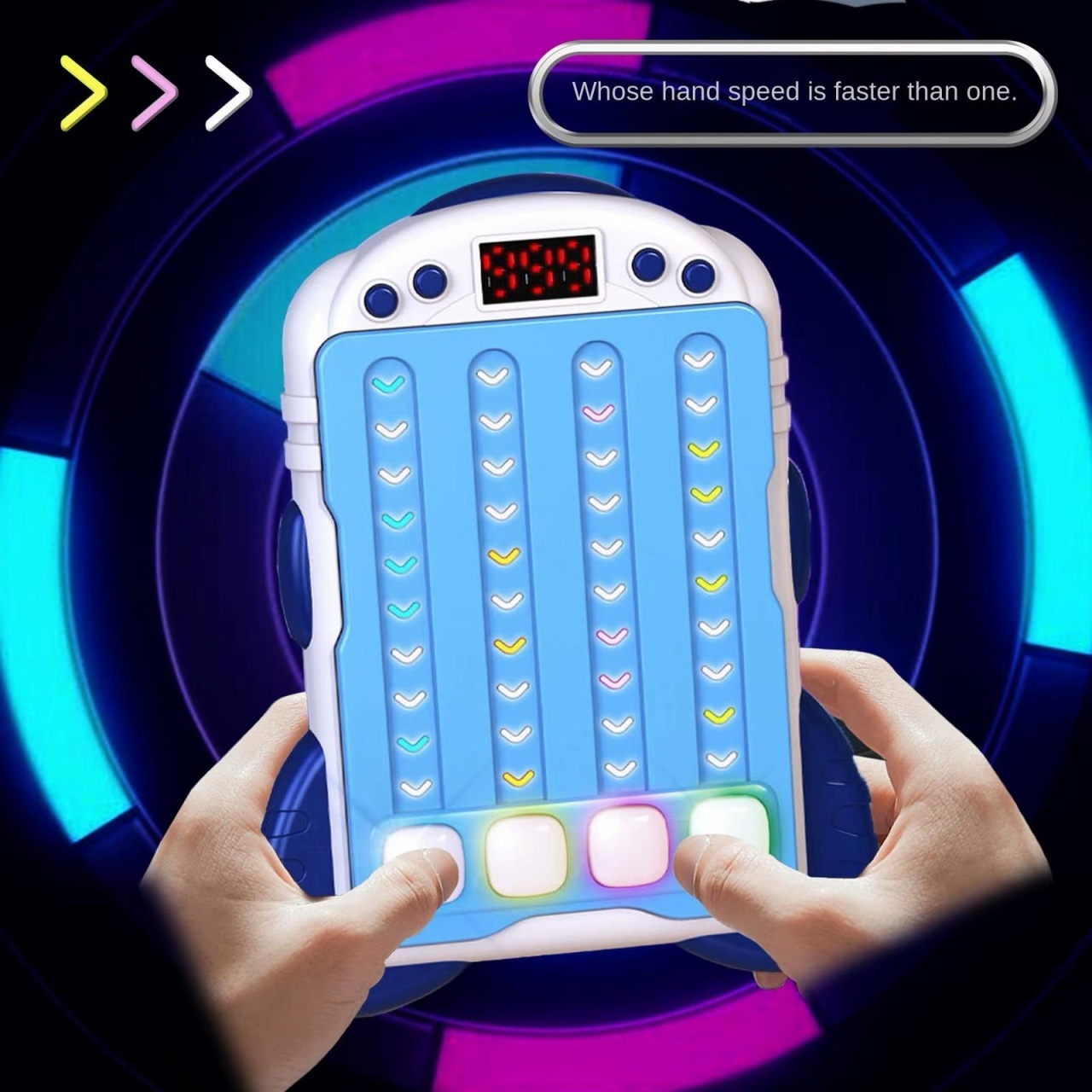 Joc Interactiv Rhythm Lumini Sunete , Jucarie Reflexe Rapide Afisaj Digital Roz Alb 2