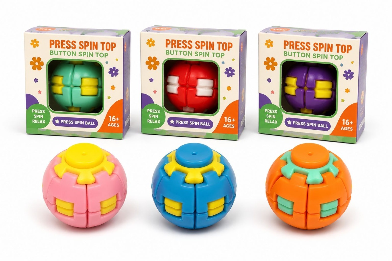Jucărie Antistres Press Spin Top – Minge Fidget Rotativă pentru Relaxare, Focus și Dexteritate 5