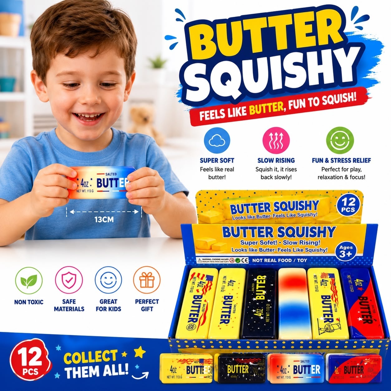 Jucărie Antistres Squishy Butter Multicolor 13 cm – Squishy Super Moale, Model Aleatoriu 3