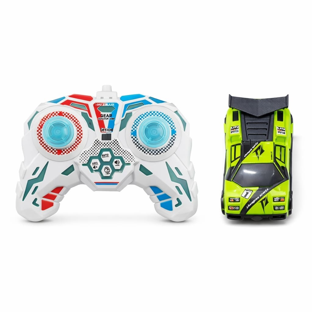 Masinuta cu telecomanda sport verde cu lumini control 2.4GHz scara 1:64 2