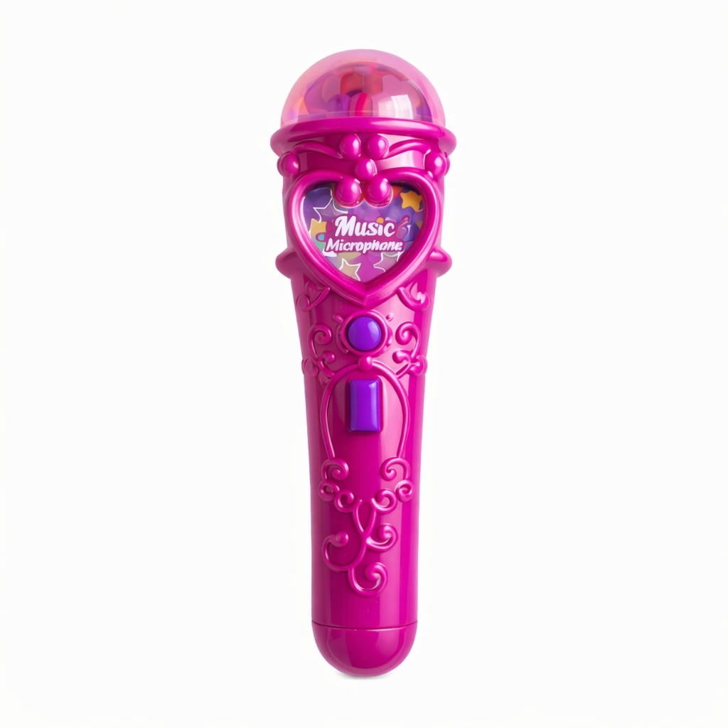 Microfon karaoke copii cu lumini, conexiune telefon, reincarcabil, fucsia 29x18 cm 2