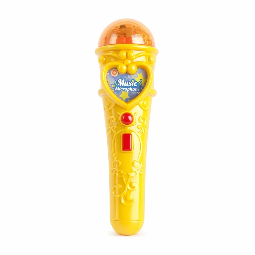 Microfon karaoke copii cu lumini, conexiune telefon, reincarcabil, galben 29x18 cm 2