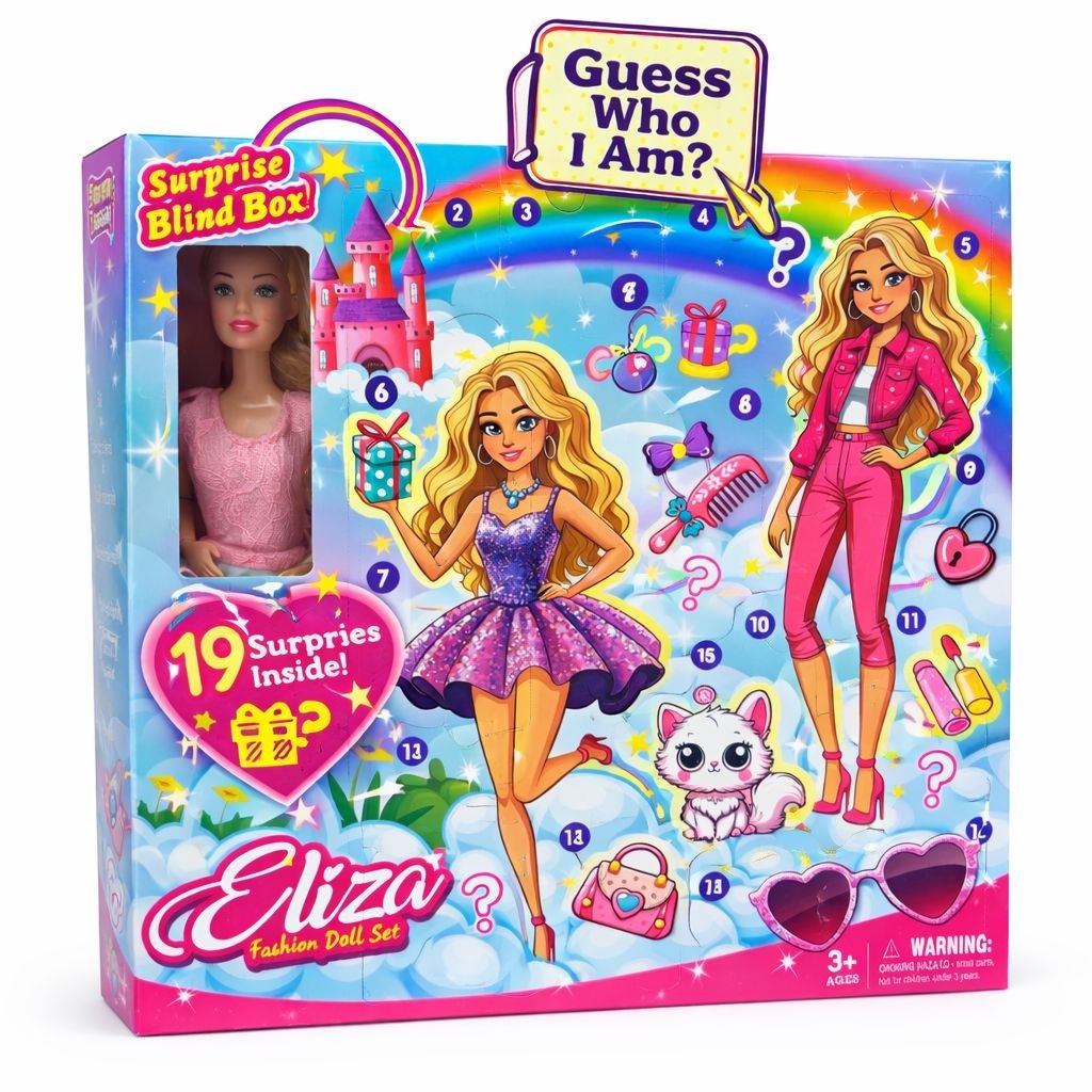 Papusa cu 19 surprize si accesorii fashion, set cadou interactiv, model Eliza 3