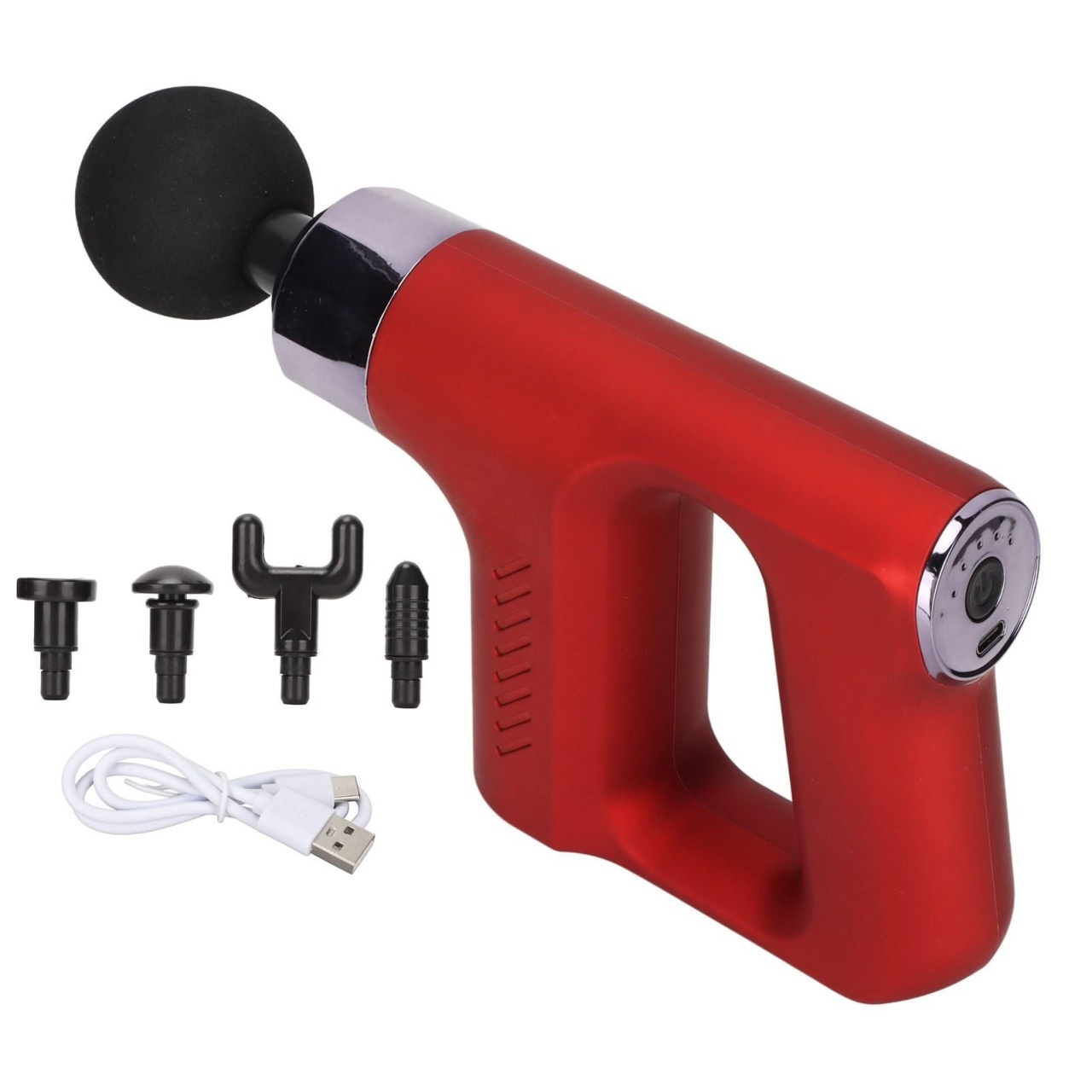 Pistol de Masaj pentru Relaxarea Musculaturii, Rosu, Material Plastic, Portabil, Rosu 2