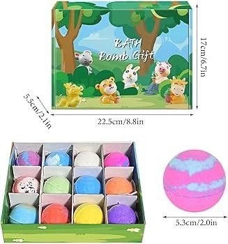 Set 12 Bile Efervescente de Baie pentru Copii cu Figurine Surpriză – Bombe de Baie Colorate cu Animăluțe 3